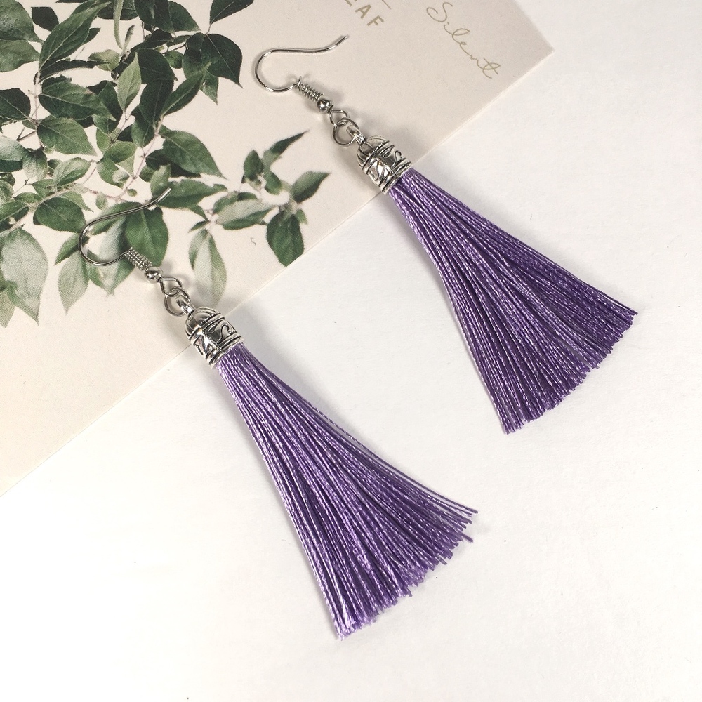 Lavender Tassel Drop Earrings